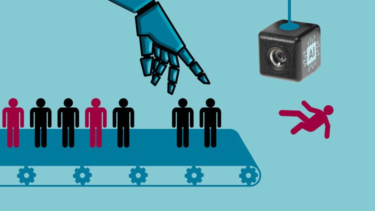 Artificial Intelligence Bias in Hiring Concept Showing Automated Employee Selection, Algorithmic Discrimination, Workforce Screening, Job Loss Risk and Ethical AI Decision Making