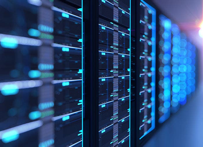 3D illustration of server room in data center full of telecommunication equipment,concept of big data storage and cloud